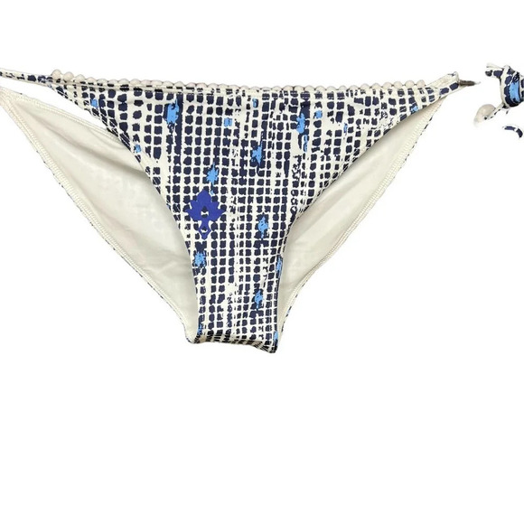 Poupette St. Barth Lucy Pom Trim Dotted Bikini‎ Bottom Navy Blue Size XS - Picture 5 of 11